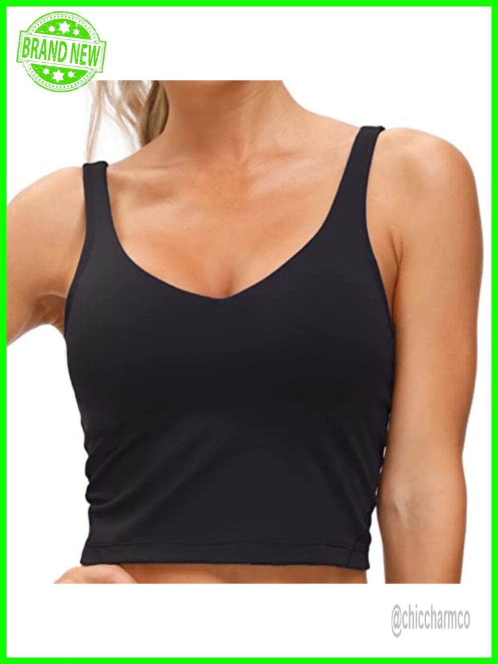 Longline Sports Bra Wirefree Padded Racerback Yoga Tank Top